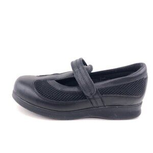 Drew Desiree Black Leather Mary Jane Flat Shoes 6M